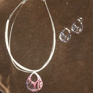Silver plated necklace and earrings. NO NICKEL